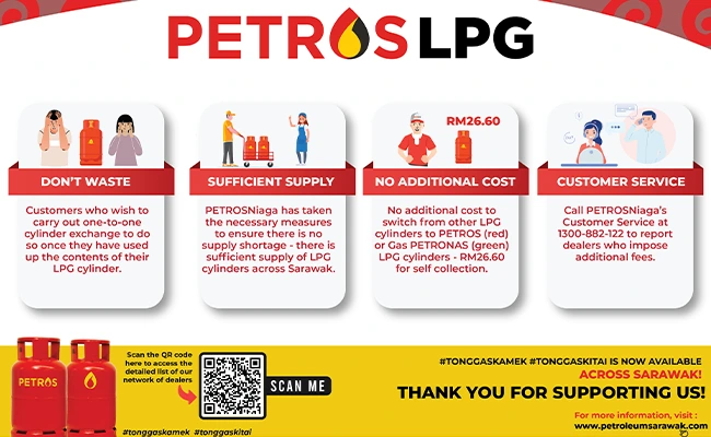 PETROSNiaga: Sufficient Supply of LPG Cylinders Across Sarawak